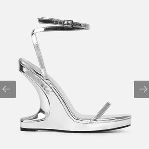 Brand New Silver Simmi Cut Out Wedge Heel